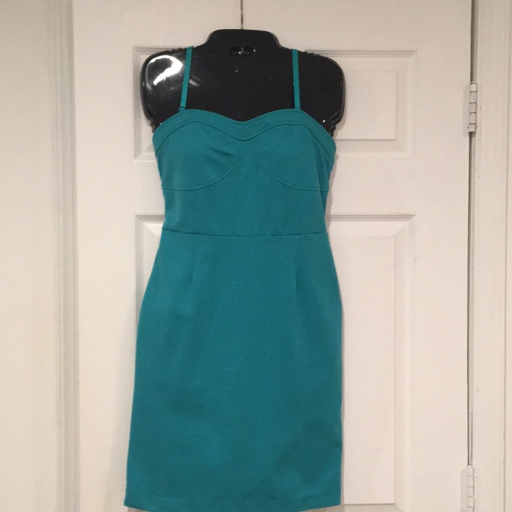 Strapless dress by Sophia Legarra teal green